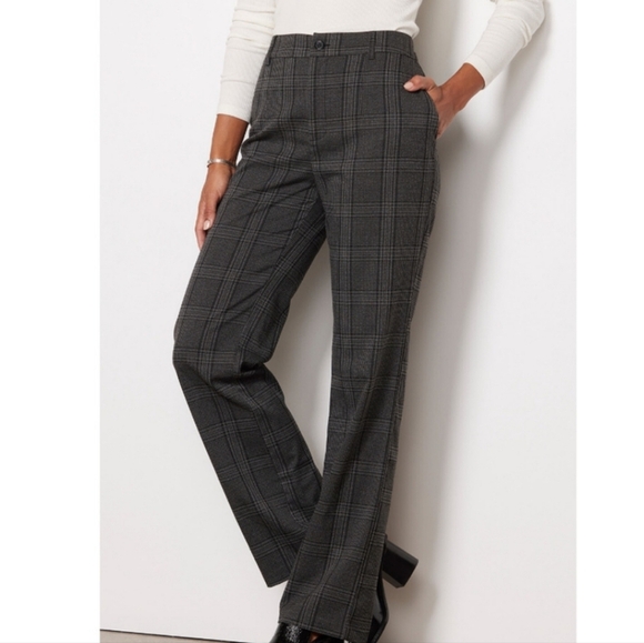SANCTUARY Evereve Chcarcoal Plaid Soho Trouser Pant - Picture 4 of 8